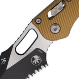 Microtech Stitch Ram-Lok Tan Fluted Aluminum Folding M390MK Serrated Pocket Knife 16518