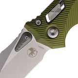 Microtech Amphibian Ram-Lok OD Green Fluted Aluminum Folding Stonewash M390MK Pocket Knife 16615