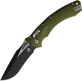 Microtech Amphibian Ram-Lok OD Green Fluted Aluminum Folding Two-Tone M390MK Pocket Knife 16656