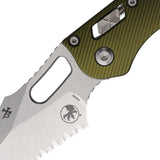 Microtech Stitch Ram-Lok OD Green Fluted Aluminum Folding M390MK Serrated Pocket Knife 16793