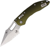Microtech Stitch Ram-Lok OD Green Fluted Aluminum Folding M390MK Serrated Pocket Knife 16793