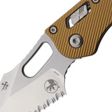 Microtech Stitch Ram-Lok Tan Fluted Aluminum Folding M390MK Serrated Pocket Knife 16816