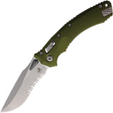 Microtech Amphibian Ram-Lok OD Green Fluted Aluminum Folding M390MK Serrated Pocket Knife 16902