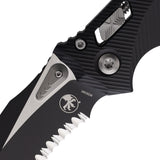 Microtech Amphibian Ram-Lok Black Fluted Aluminum Folding Two-Tone M390MK Serrated Pocket Knife 16906
