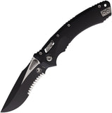 Microtech Amphibian Ram-Lok Black Fluted Aluminum Folding Two-Tone M390MK Serrated Pocket Knife 16906