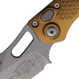 Microtech Automatic Stitch Knife Button Lock Tan Aluminum Apocalyptic Blade 16910APTA