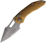 Microtech Automatic Stitch Knife Button Lock Tan Aluminum Apocalyptic Partially Serrated Blade 16911APTA