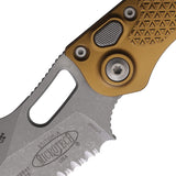 Microtech Automatic Stitch Knife Button Lock Tan Aluminum Apocalyptic Serrated Blade 16912APTA