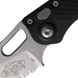 Microtech Automatic Stitch Knife Button Lock Black Aluminum Serrated Blade 16912