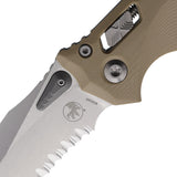 Microtech Amphibian Ram-Lok Tan Frag G10 Folding M390MK Serrated Pocket Knife 16984