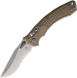 Microtech Amphibian Ram-Lok Tan Frag G10 Folding M390MK Serrated Pocket Knife 16984