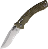 Microtech Amphibian Ram-Lok OD Green Frag G10 Folding Stonewash M390MK Serrated Pocket Knife 16986