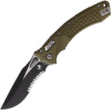 Microtech Amphibian Ram-Lok OD Green Frag G10 Folding Two-Tone M390MK Serrated Pocket Knife 17232