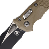Microtech Amphibian Ram-Lok Tan Frag G10 Folding Two-Tone M390MK Pocket Knife 17236