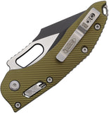 Microtech Stitch Ram-Lok OD Green Fluted Aluminum Folding M390MK Serrated Pocket Knife 17429