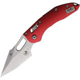 Microtech Stitch Ram-Lok Red Fluted Aluminum Folding M390MK Serrated Pocket Knife 17466