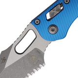 Microtech Stitch Ram-Lok Blue Fluted Aluminum Folding Apocalyptic M390MK Serrated Knife 17481