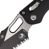 Microtech Stitch Ram-Lok Black Fluted G10 Folding Two-Tone M390MK Serrated Pocket Knife 17614