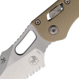 Microtech Stitch Ram-Lok Tan Fluted G10 Folding M390MK Serrated Pocket Knife 17651