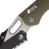 Microtech Stitch Ram-Lok OD Green Fluted G10 Folding Two-Tone M390MK Serrated Pocket Knife 17882