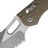 Microtech Stitch Ram-Lok OD Green Fluted G10 Folding Apocalyptic M390MK Serrated Knife 18006