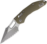 Microtech Stitch Ram-Lok OD Green Fluted G10 Folding Apocalyptic M390MK Serrated Knife 18006