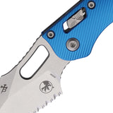 Microtech Stitch Ram-Lok Blue Fluted Aluminum Folding M390MK Serrated Pocket Knife 18256
