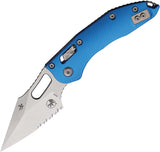 Microtech Stitch Ram-Lok Blue Fluted Aluminum Folding M390MK Serrated Pocket Knife 18256