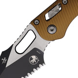 Microtech Stitch Ram-Lok Tan Fluted Aluminum Folding M390MK Serrated Pocket Knife 18385