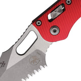 Microtech Stitch Ram-Lok Red Fluted Aluminum Folding Apocalyptic M390MK Serrated Knife 18652