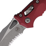 Microtech Amphibian Ram-Lok Merlot Red Fluted Aluminum Folding Apocalyptic M390MK Serrated Pocket Knife 18817