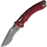 Microtech Amphibian Ram-Lok Merlot Red Fluted Aluminum Folding Apocalyptic M390MK Serrated Pocket Knife 18817