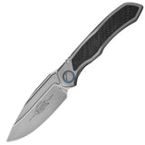 Microtech Anax Framelock Gray Titanium & Carbon Fiber Folding Bohler M390 Drop Pt Knife 190C7CFITI