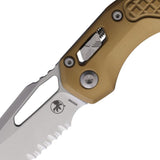 Microtech Standard Issue MSI Ram-Lok Tan Frag Aluminum Folding M390MK Serrated Knife 21012FRTA