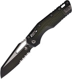Microtech Standard Issue MSI Ram-Lok Tri-Grip Faded Bazooka Green Polymer Folding M390MK Serrated Knife 210T2PMFBO