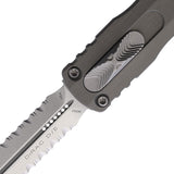 Microtech Automatic Dirac OTF Knife Natural Clear Gray Aluminum Serrated Dagger Blade 22511NC
