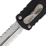 Microtech Automatic Dirac OTF Knife Black Aluminum Partially Serrated Double Edge Dagger Blade 22511