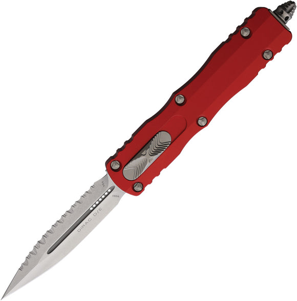 Microtech Automatic Dirac Knife OTF Red Aluminum Top Serrated Double Edge Dagger Blade 22512RD