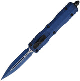 Microtech Automatic Dirac OTF Knife Weathered Blue Aluminum Dagger Blade 2251WBL