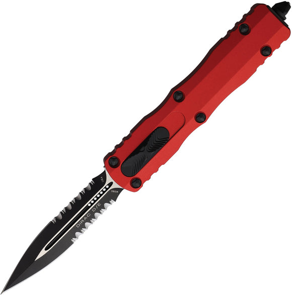 Microtech Automatic Dirac Knife OTF Red Aluminum Serrated Double Edge Dagger Blade 2252RD