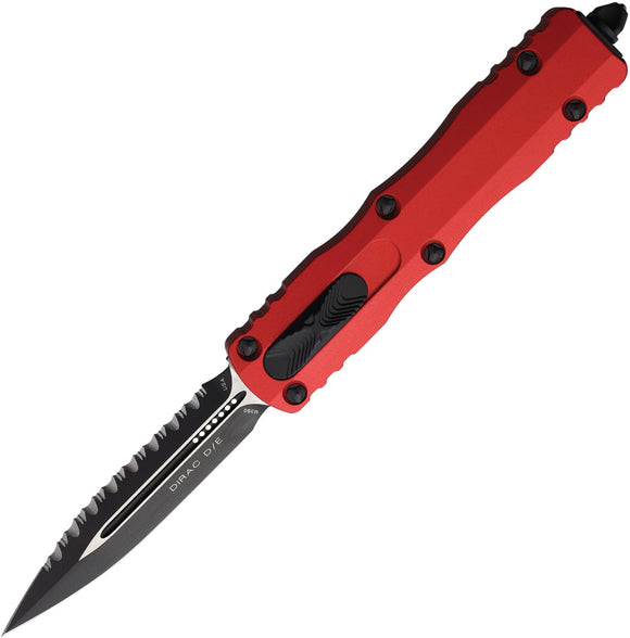 Microtech Automatic Dirac Knife OTF Red Aluminum Partially Serrated Double Edge Blade 2253RD