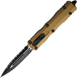 Microtech Automatic Dirac Knife OTF Tan Aluminum Serrated Double Edge Dagger Blade 2253TA