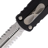 Microtech Automatic Dirac OTF Knife Black Aluminum Satin Serrated Dagger Blade 2255