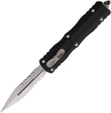 Microtech Automatic Dirac OTF Knife Black Aluminum Satin Serrated Dagger Blade 2255