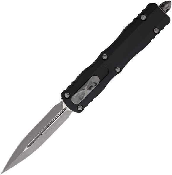 Microtech Automatic Dirac Delta Knife OTF Black Aluminum Apocalyptic Double Edge Blade 22710AP