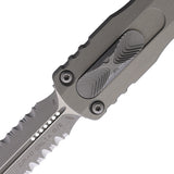 Microtech Automatic Dirac Delta OTF Knife Natural Clear Gray Apocalyptic Serrated Dagger Blade 227D12APNC