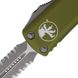 Microtech Automatic UTX-85 OTF Knife OD Green Aluminum Apocalyptic Serrated Double Edge Blade 23211APOD