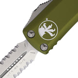 Microtech Automatic UTX-85 OTF Knife OD Green Aluminum Stonewash Serrated Double Edge Blade 23211OD