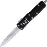 Microtech Automatic UTX-85 Steamboat Willie OTF Knife Black Aluminum Double Edge Blade 2321SB