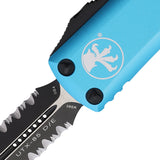 Microtech Automatic UTX-85 OTF Knife Turquoise Aluminum Serrated Double Edge Blade 2322TQ